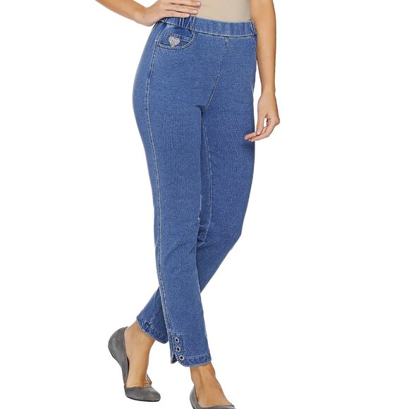 Quacker Factory DreamJeannes Pull-On Ankle Pants with Grommets  16270 - Picture 1 of 1